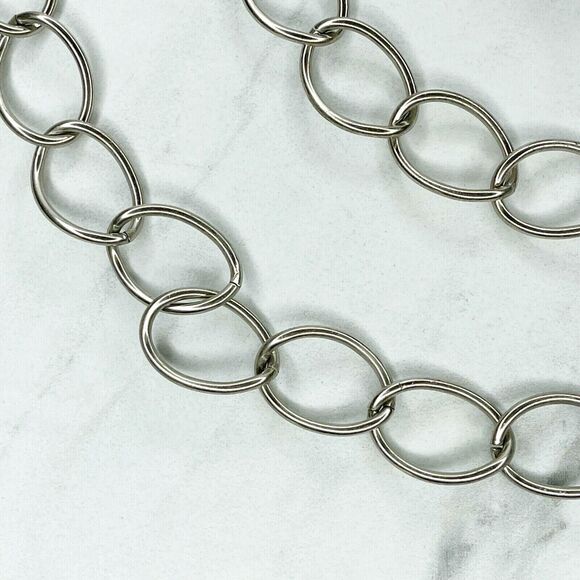 Silver Tone Simple Ball Charm Metal Chain Link Belt Extra Small/Small (XS/S) ✨ - Picture 8 of 10